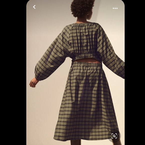 NWT H&M model-blend dress khaki green plaid - Picture 5 of 16